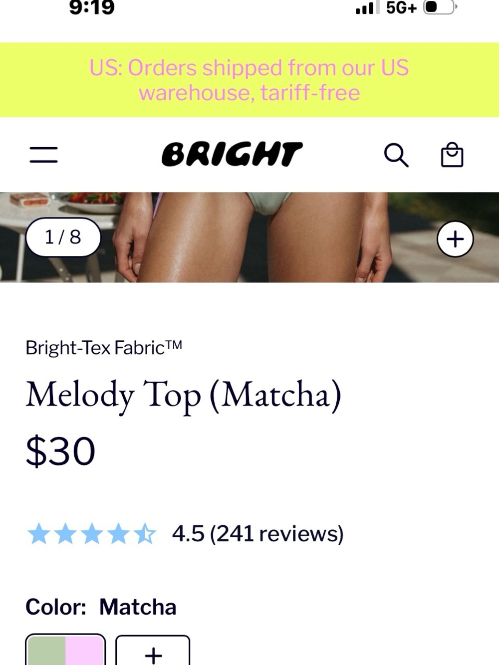 Bright Melody Top Bikini - Matcha Green